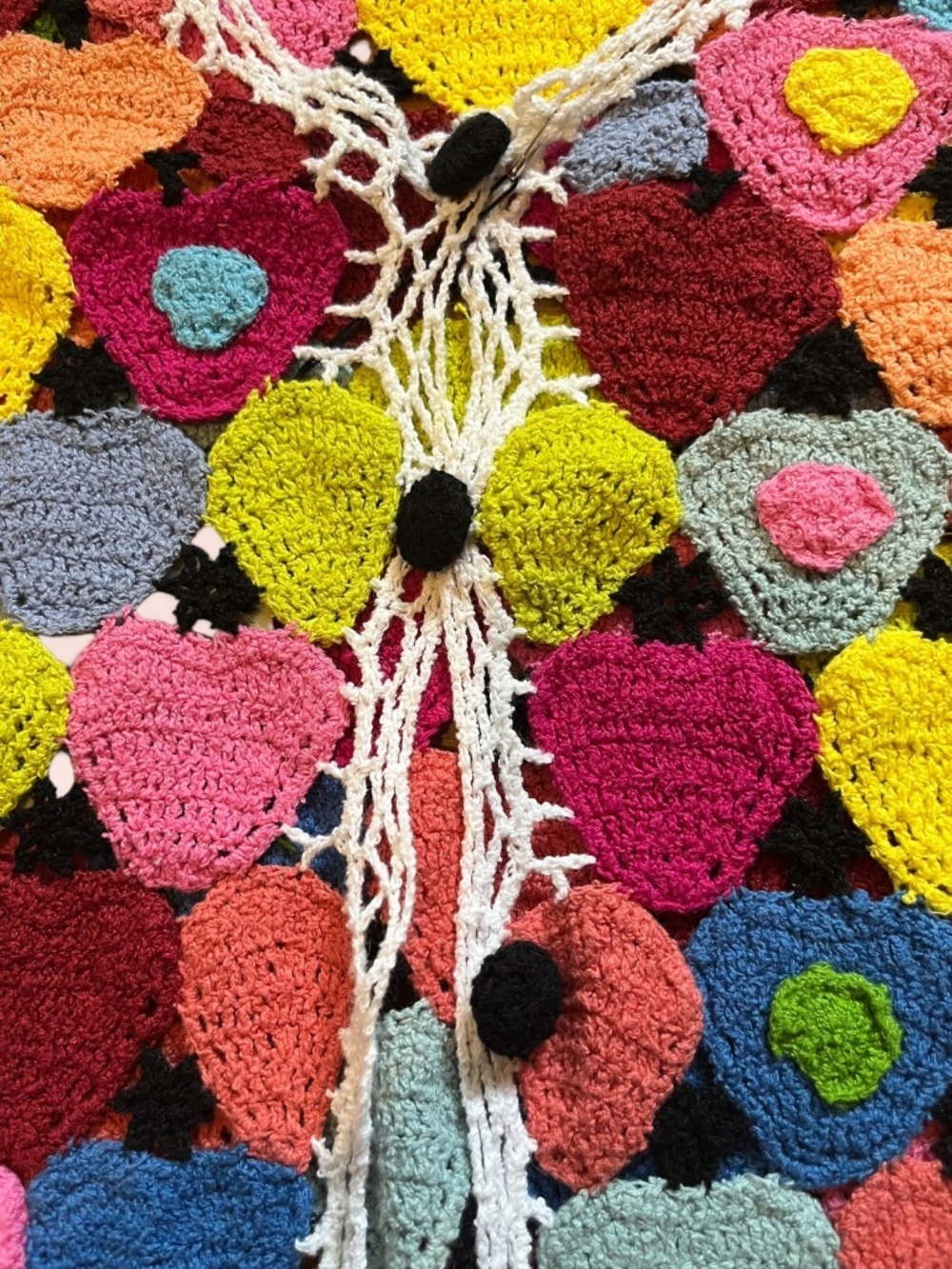 Vintage Y2K Crochet Granny Square Floral Cardigan Sweater Boho Festival M Color - Picture 6 of 9